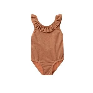 Rylee + Cru Arielle Metallic One Piece Swimsuit Terracotta 8-9
